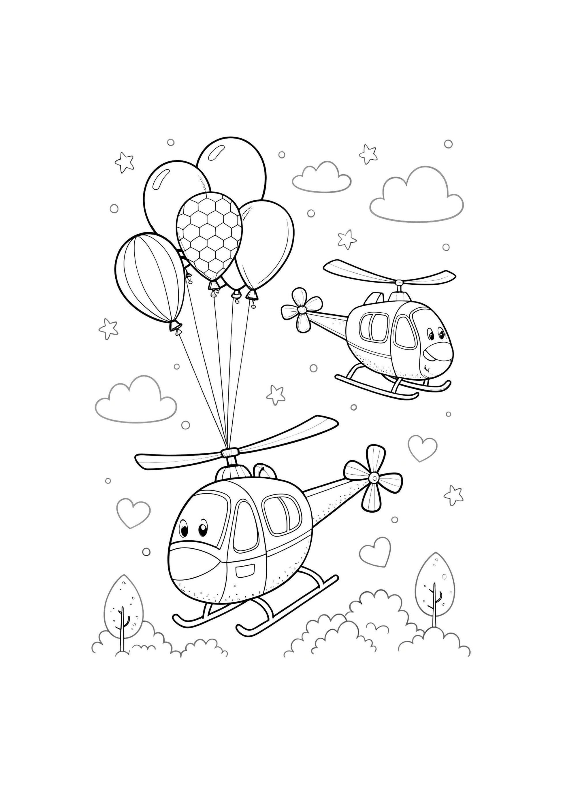 Helicopter Coloring Book for Kids – 20 Printable A4 Pages – Fun and Detailed Helicopter Illustrations – Digital PDF Download
