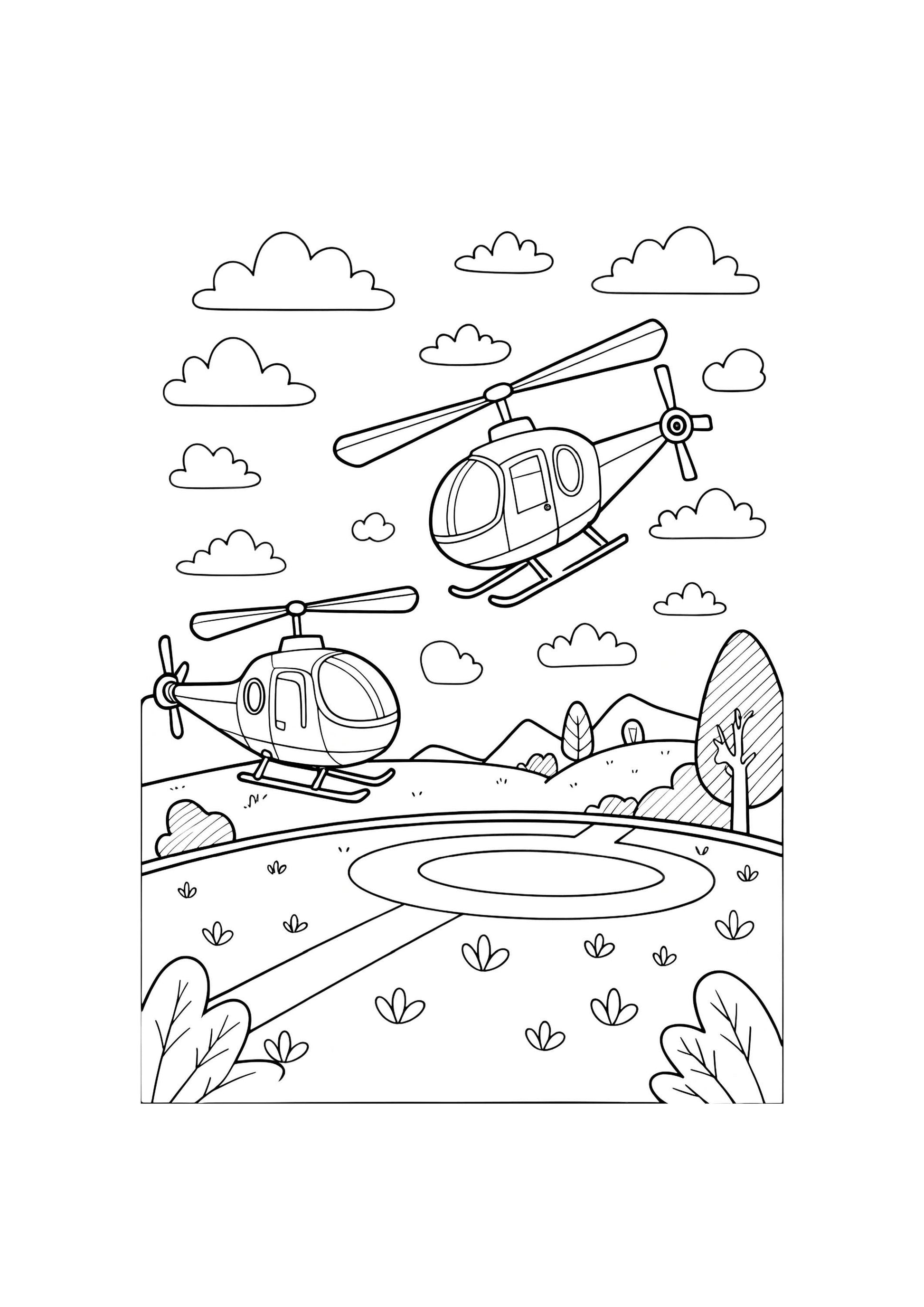 Helicopter Coloring Book for Kids – 20 Printable A4 Pages – Fun and Detailed Helicopter Illustrations – Digital PDF Download