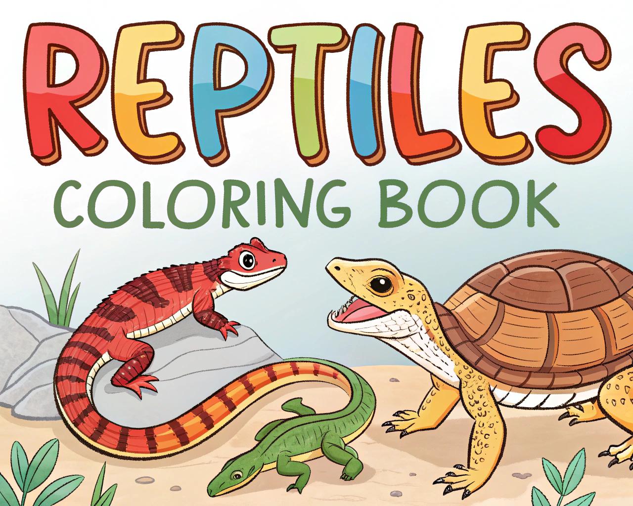 Reptiles Coloring Book for Kids – 30 Printable A4 Pages – Fun and Educational Reptile Illustrations – Digital PDF Download