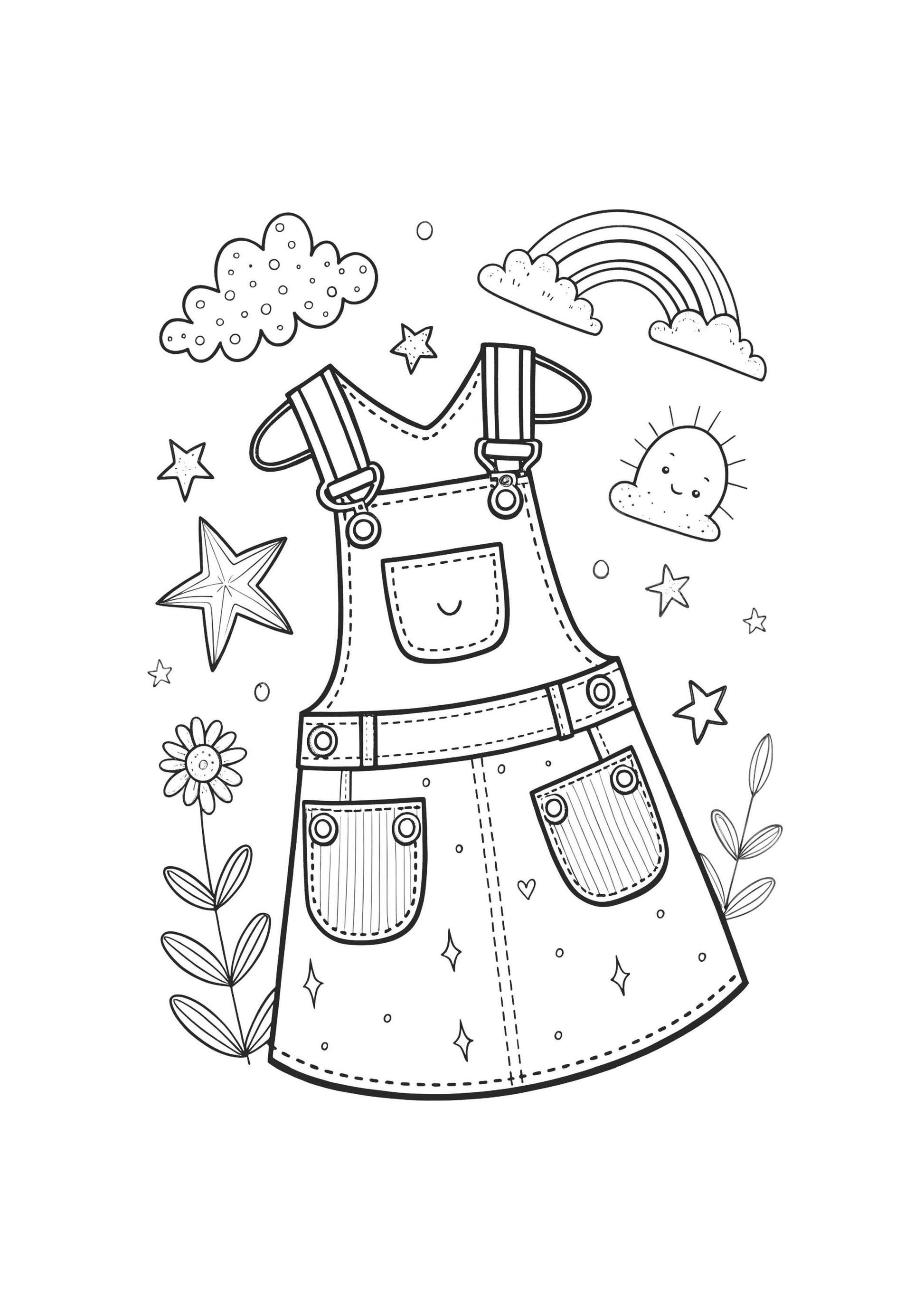 Clothes Coloring Book for Adults and Kids | 25 A4 PDF Pages | Fashion & Apparel Coloring Pages | Instant Download