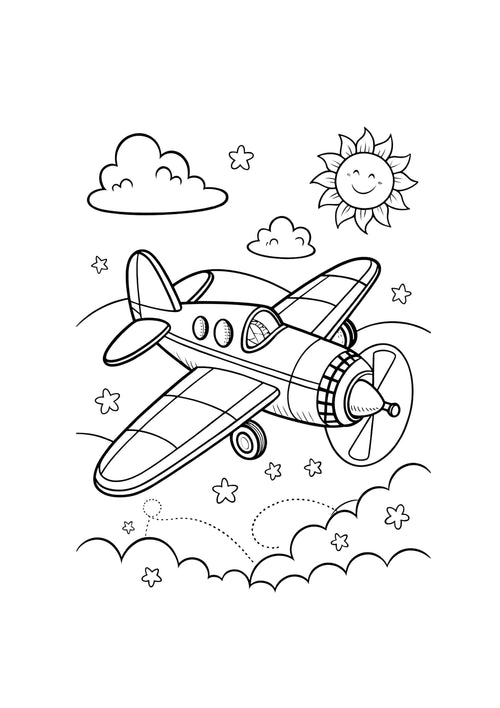 Aeroplane Coloring Book for Kids – 35 Printable A4 Airplane Pages – Fun Transportation Coloring Activity for Toddlers and Children