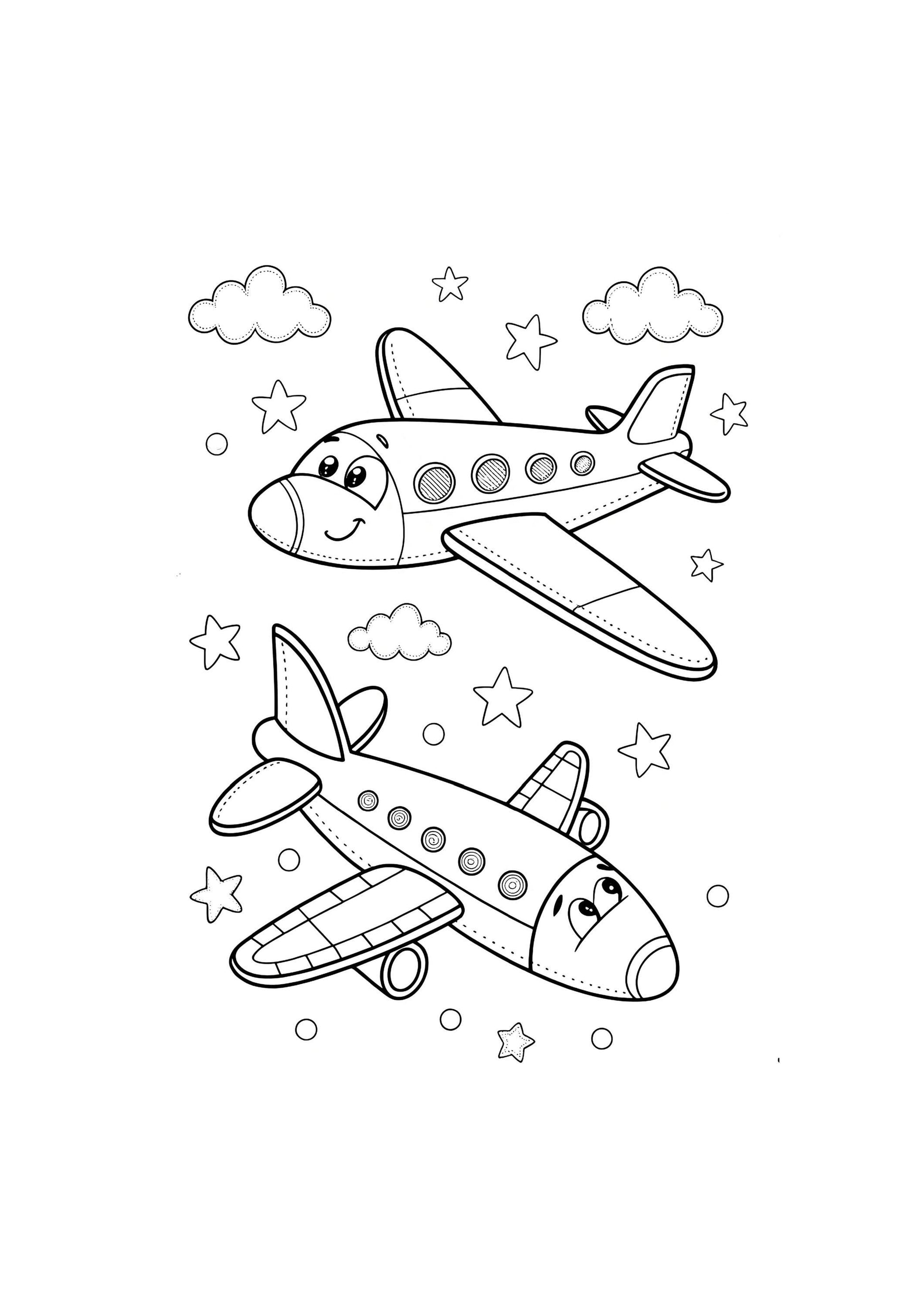 Aeroplane Coloring Book for Kids – 35 Printable A4 Airplane Pages – Fun Transportation Coloring Activity for Toddlers and Children