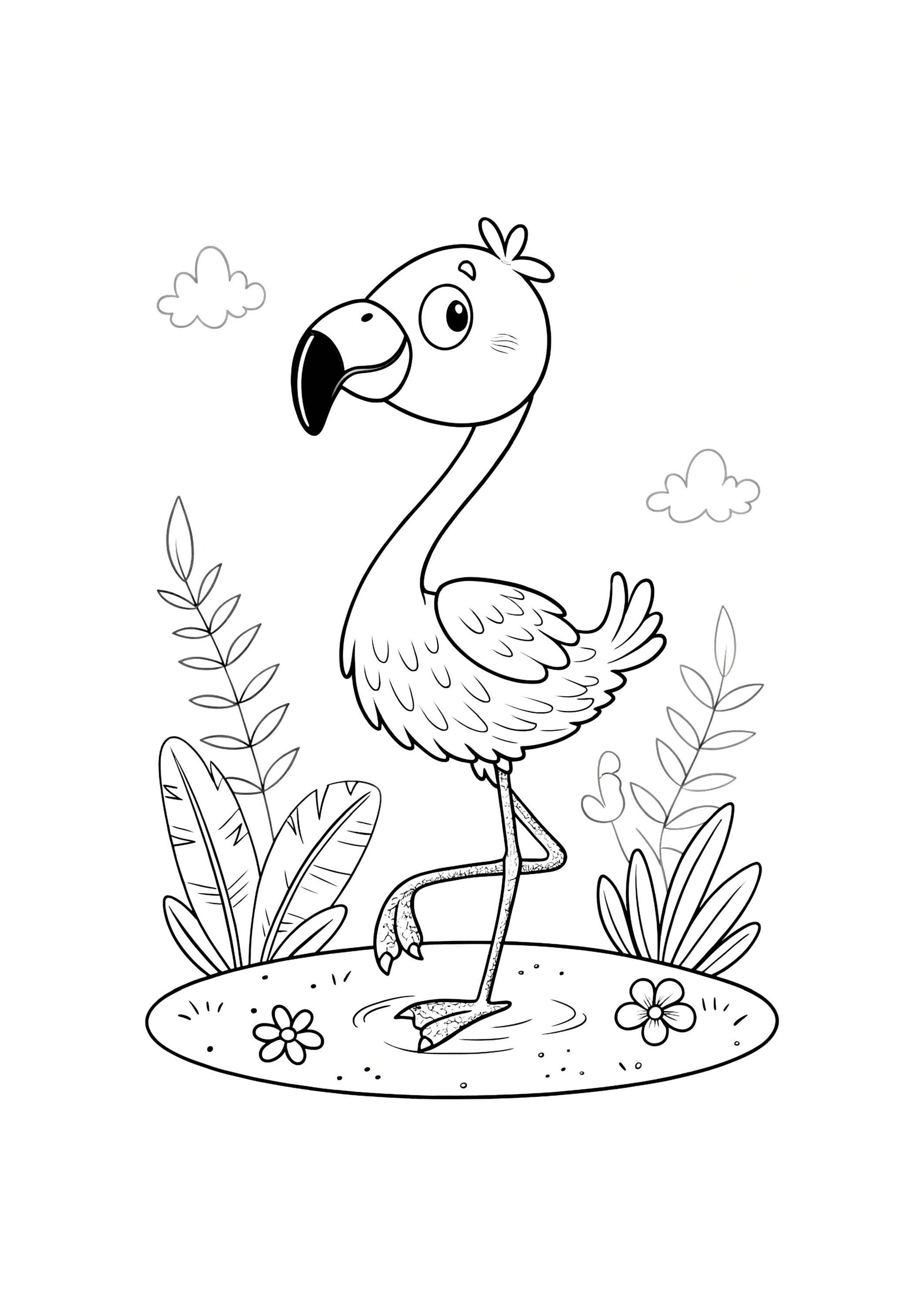 Flamingo Coloring Book for Kids – 48 Printable A4 Pages – Elegant Flamingo Illustrations – Digital PDF Download
