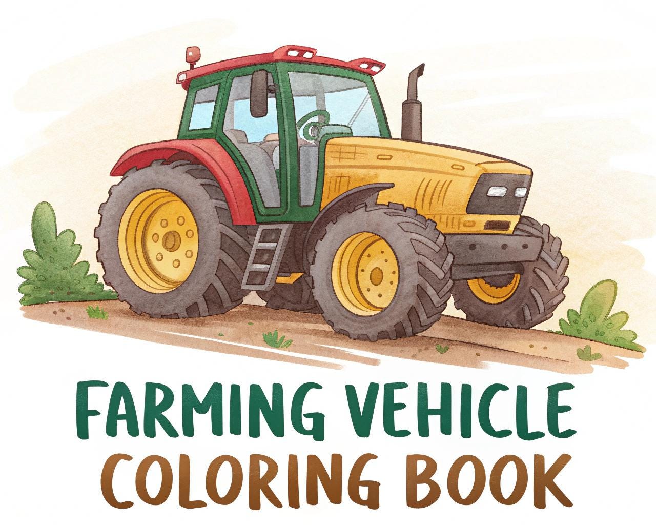 Farming Vehicle Coloring Book for Kids – 50 Printable A4 Pages – Tractors and Farm Machinery – Digital PDF Download