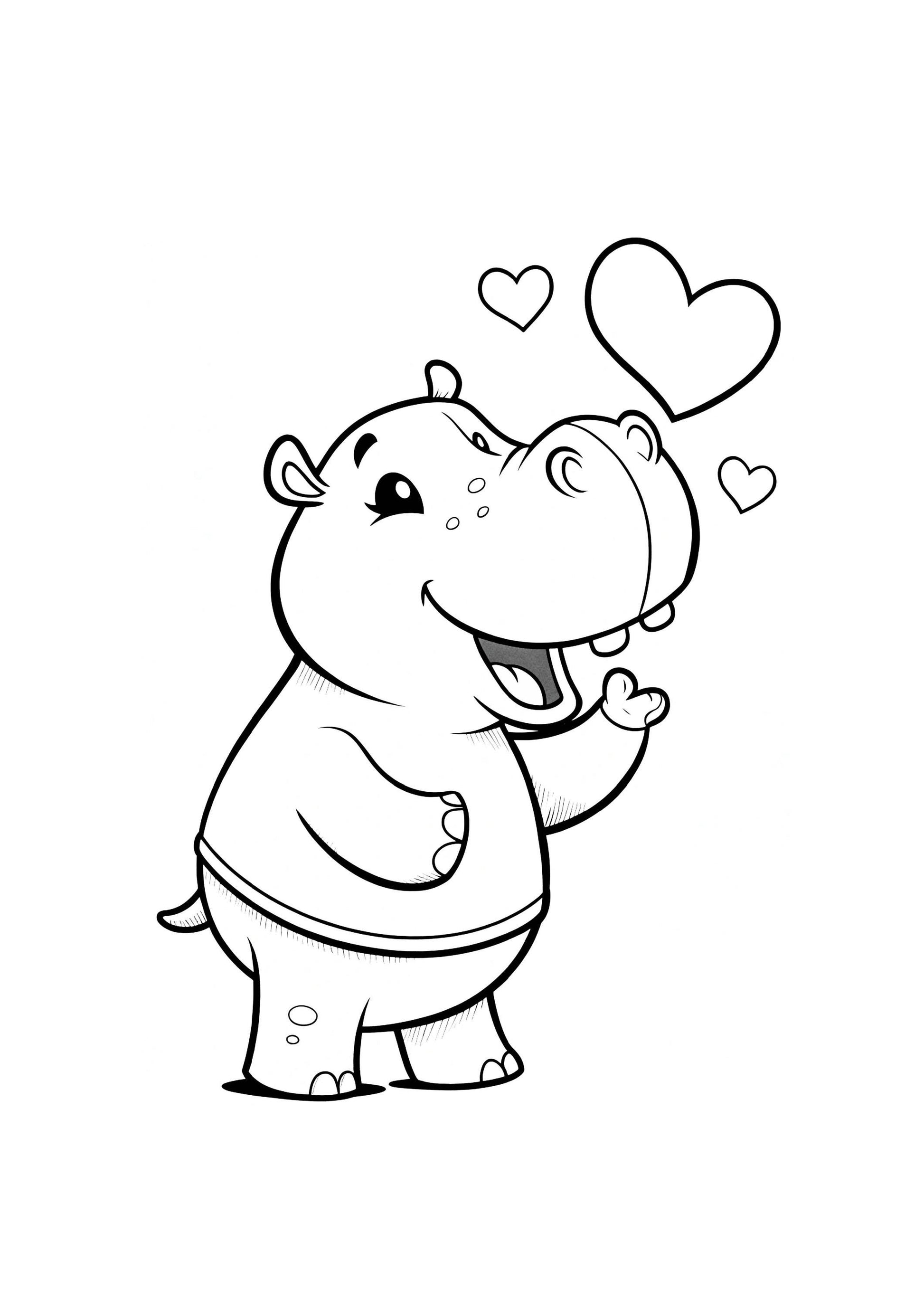 Hippo Coloring Book for Kids – 50 Printable A4 Pages – Cute and Fun Hippo Illustrations – Digital PDF Download