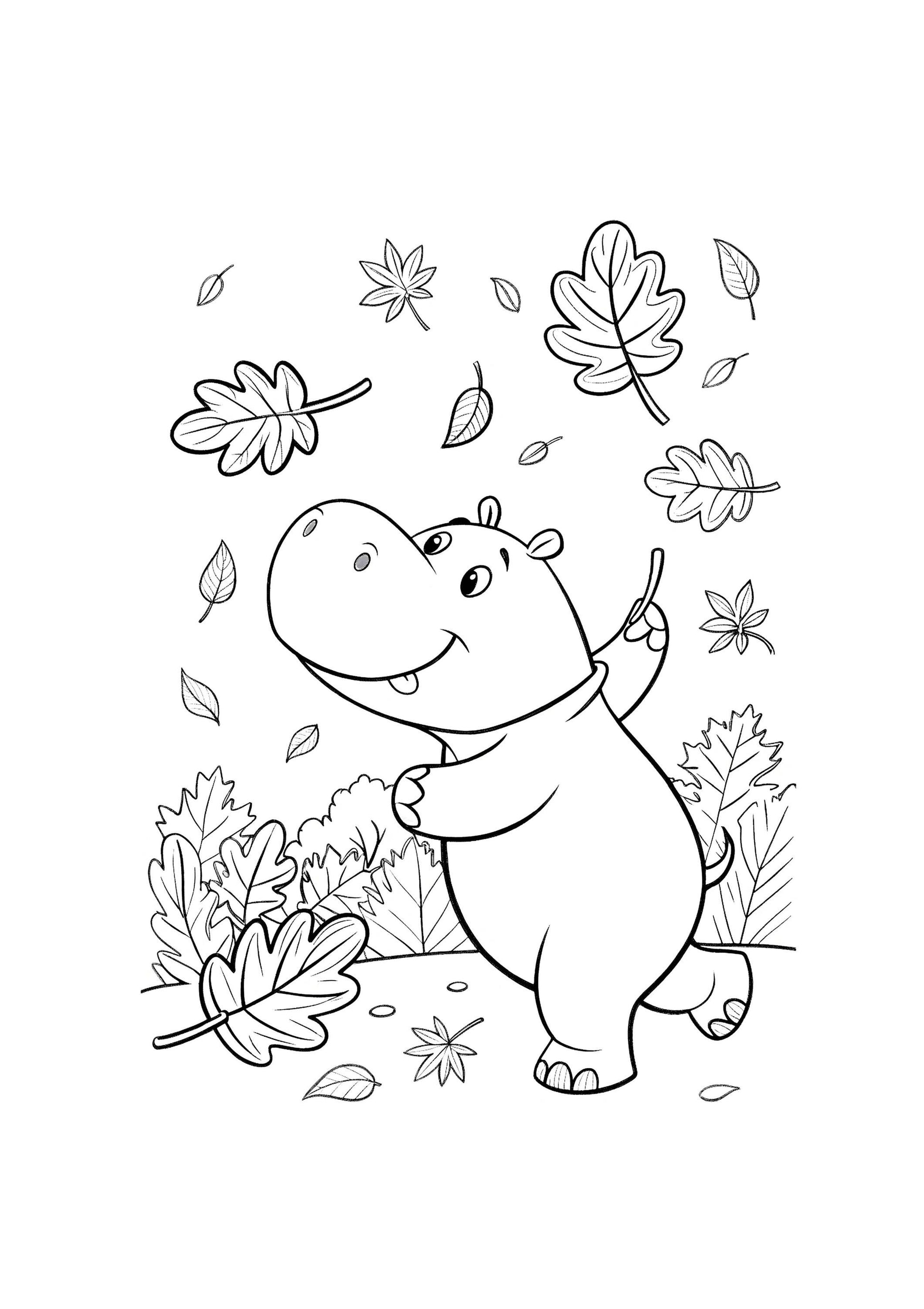 Hippo Coloring Book for Kids – 50 Printable A4 Pages – Cute and Fun Hippo Illustrations – Digital PDF Download