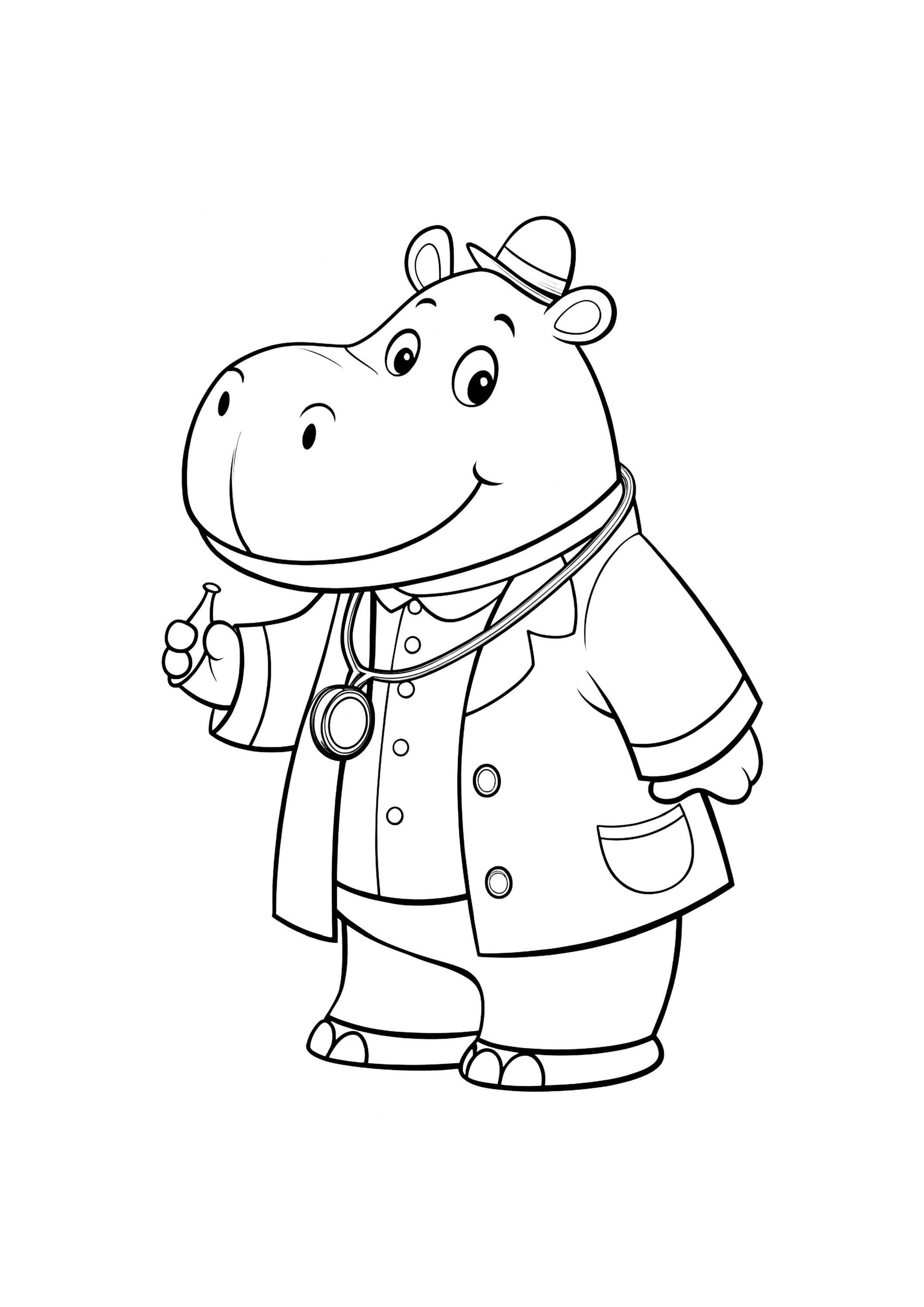 Hippo Coloring Book for Kids – 50 Printable A4 Pages – Cute and Fun Hippo Illustrations – Digital PDF Download