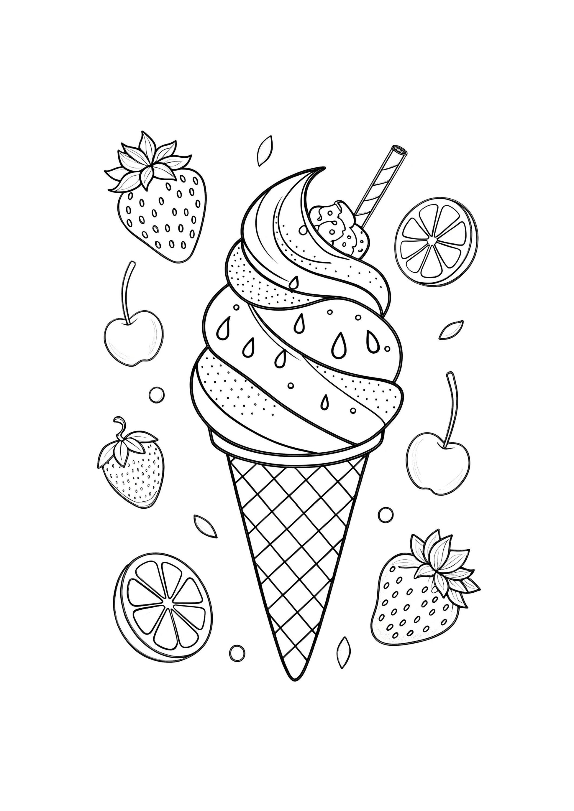 Ice Cream Coloring Book for Kids – 50 Printable A4 Pages – Delicious and Fun Ice Cream Illustrations – Digital PDF Download