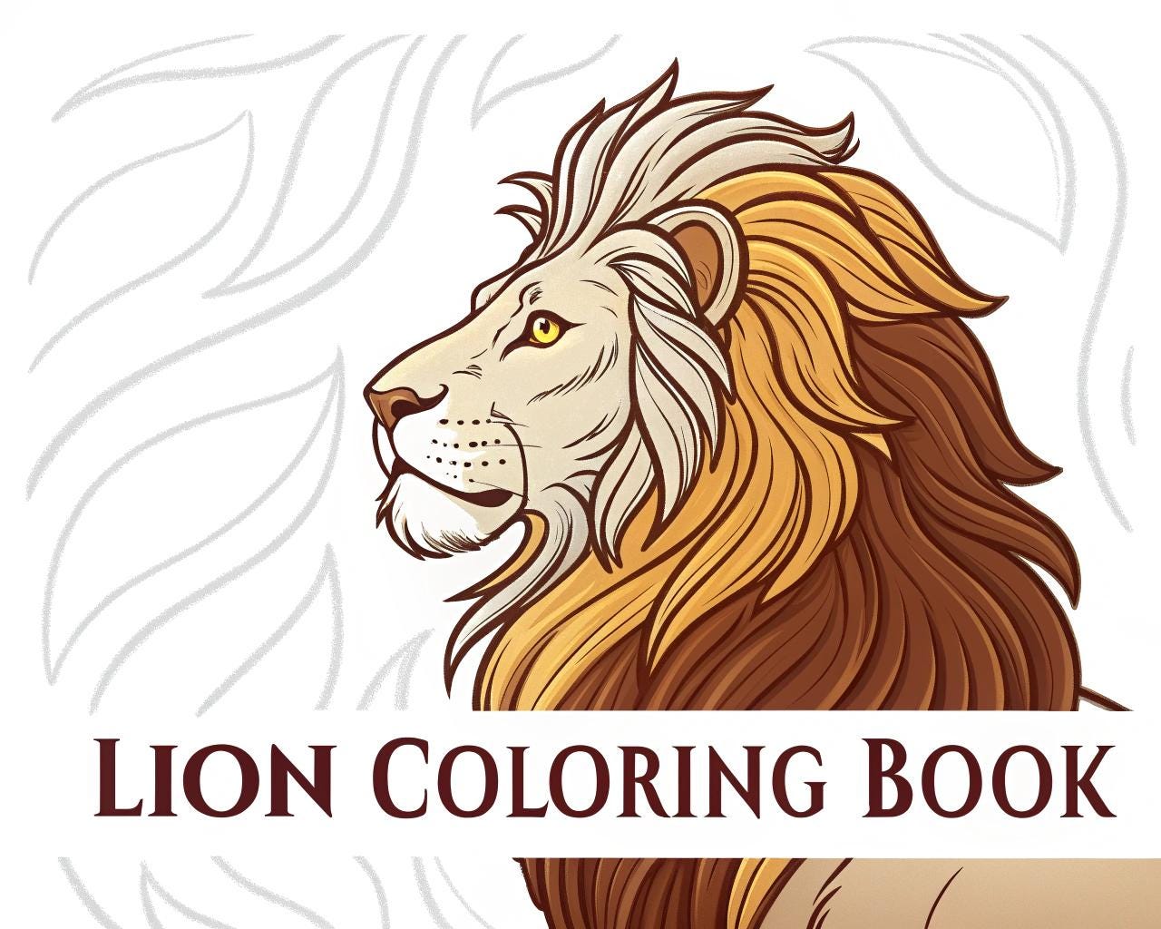 Lion Coloring Book for Kids – 50 Printable A4 Pages – Majestic and Fun Lion Illustrations – Digital PDF Download