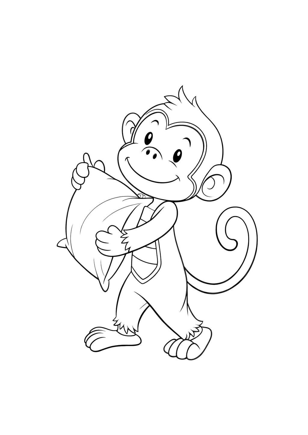 Monkey Coloring Book for Kids – 50 Printable A4 Pages – Playful and Fun Monkey Illustrations – Digital PDF Download