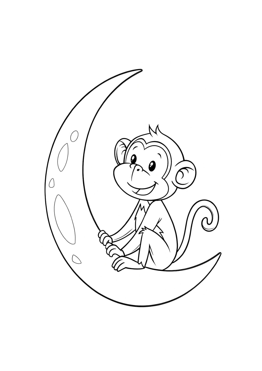Monkey Coloring Book for Kids – 50 Printable A4 Pages – Playful and Fun Monkey Illustrations – Digital PDF Download