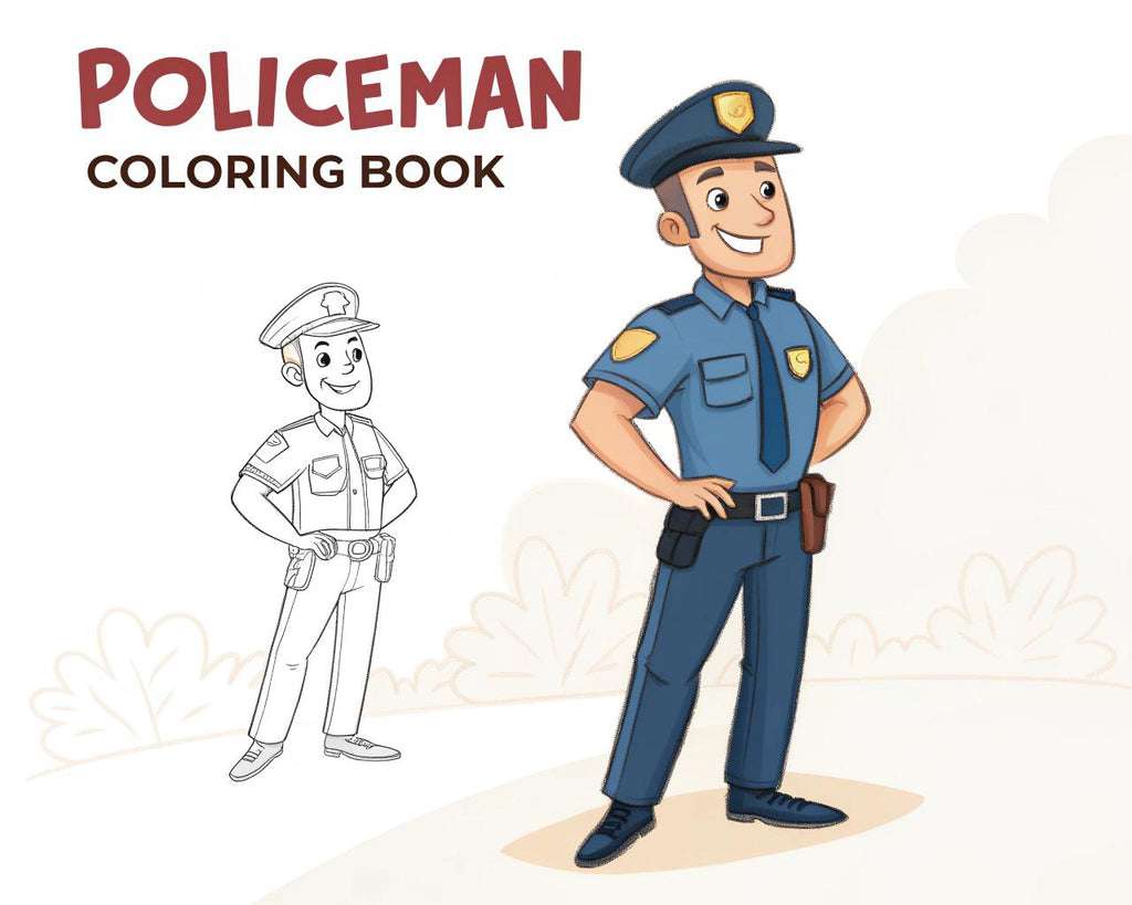 Policeman Coloring Book for Kids – 50 Printable A4 Pages – Fun and Educational Police Officer Illustrations – Digital PDF Download