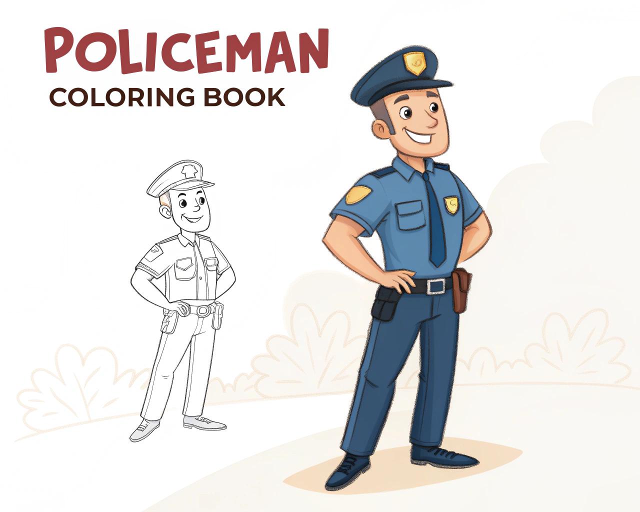 Policeman Coloring Book for Kids – 50 Printable A4 Pages – Fun and Educational Police Officer Illustrations – Digital PDF Download