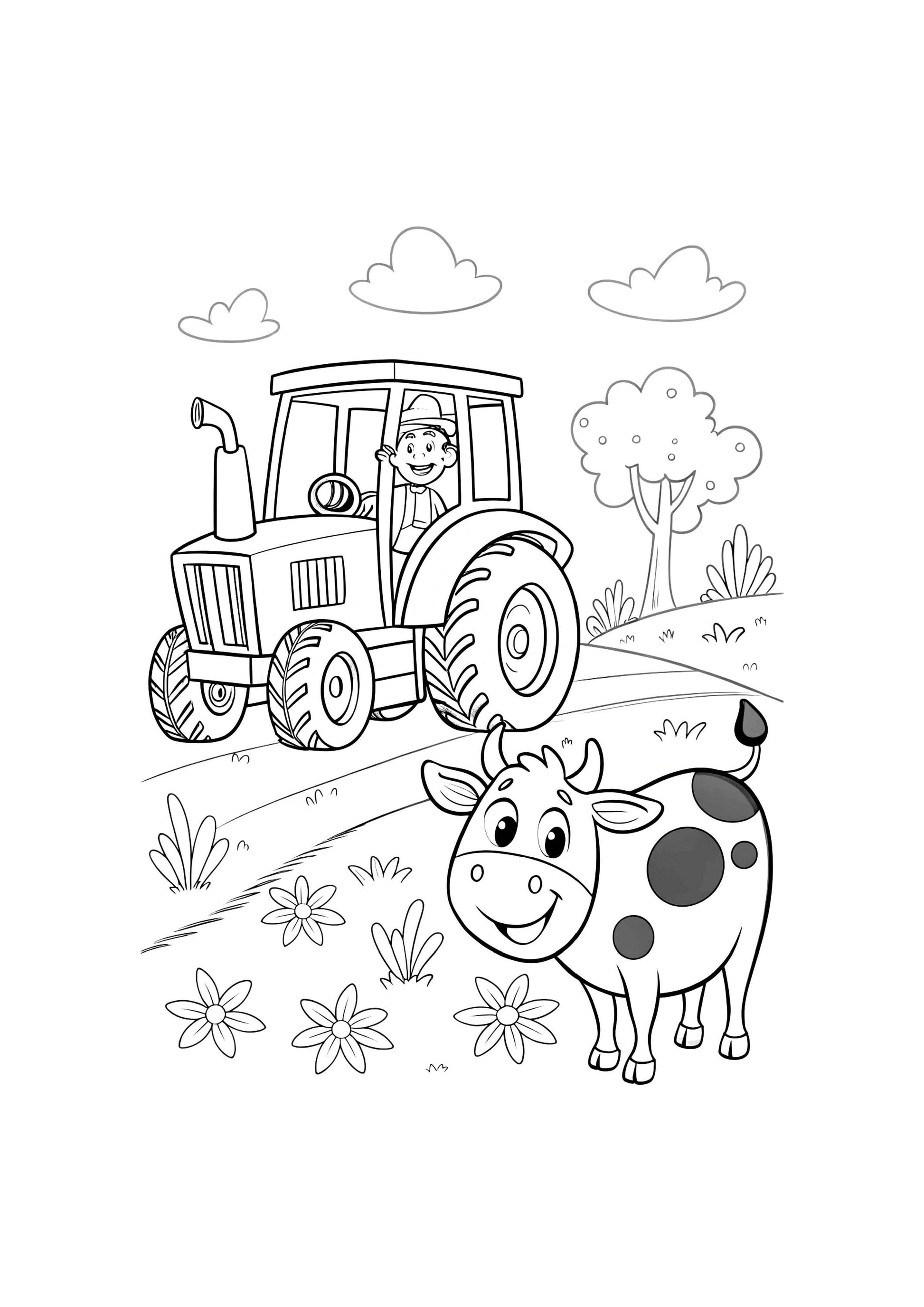 Tractor Coloring Book for Kids – 25 Printable A4 Pages – Fun and Educational Farm Tractor Illustrations – Digital PDF Download