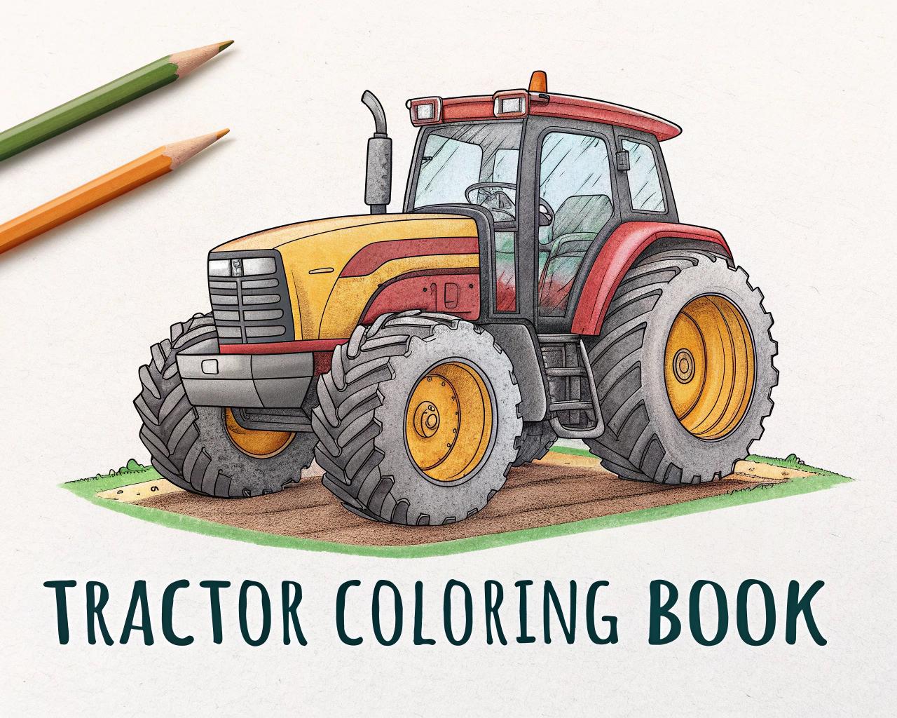 Tractor Coloring Book for Kids – 25 Printable A4 Pages – Fun and Educational Farm Tractor Illustrations – Digital PDF Download