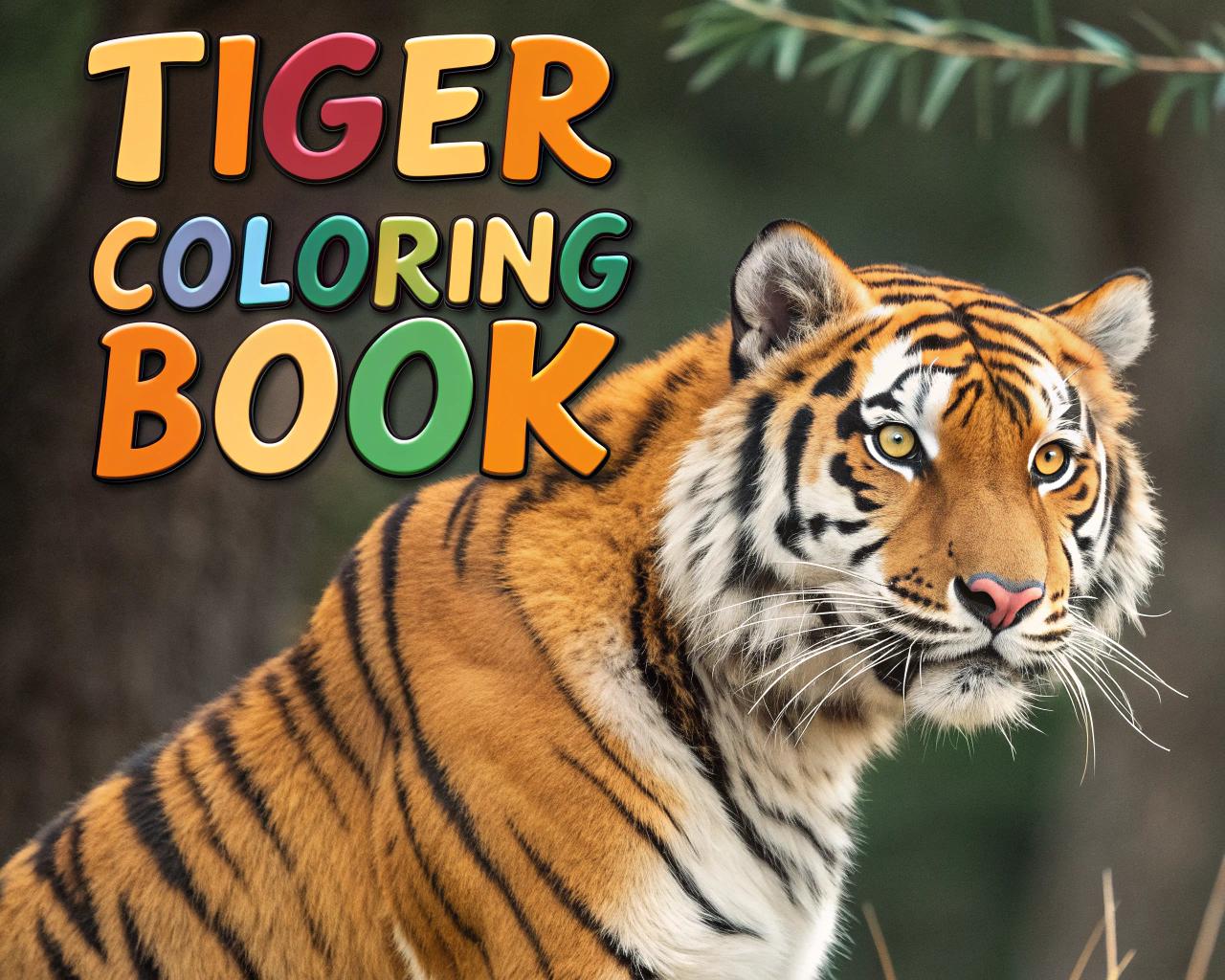 Tiger Coloring Book for Kids – 50 Printable A4 Pages – Majestic and Fun Tiger Illustrations – Digital PDF Download