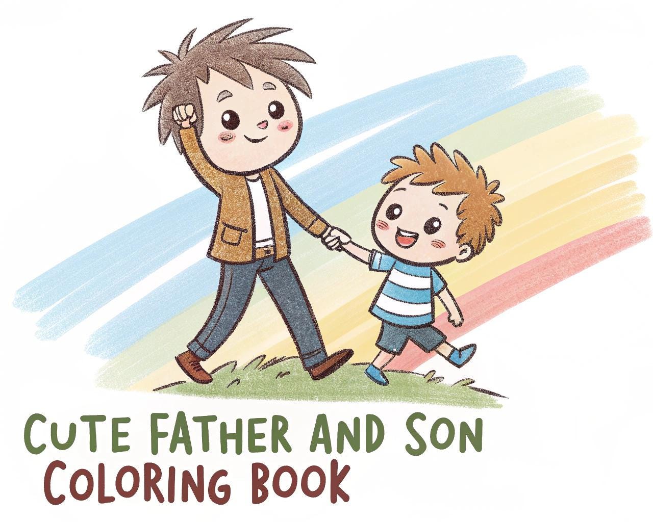Cute Father and Son Coloring Book – 80 Printable A4 Pages – Heartwarming Family Moments – Digital PDF Download