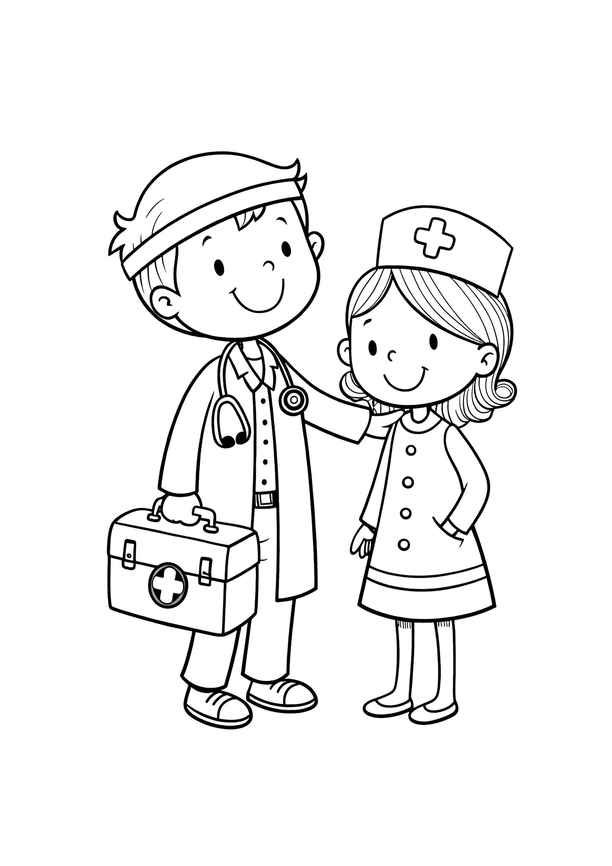 Doctor Coloring Book for Kids – 50 Printable A4 Pages – Medical and Healthcare Theme – Digital PDF Download