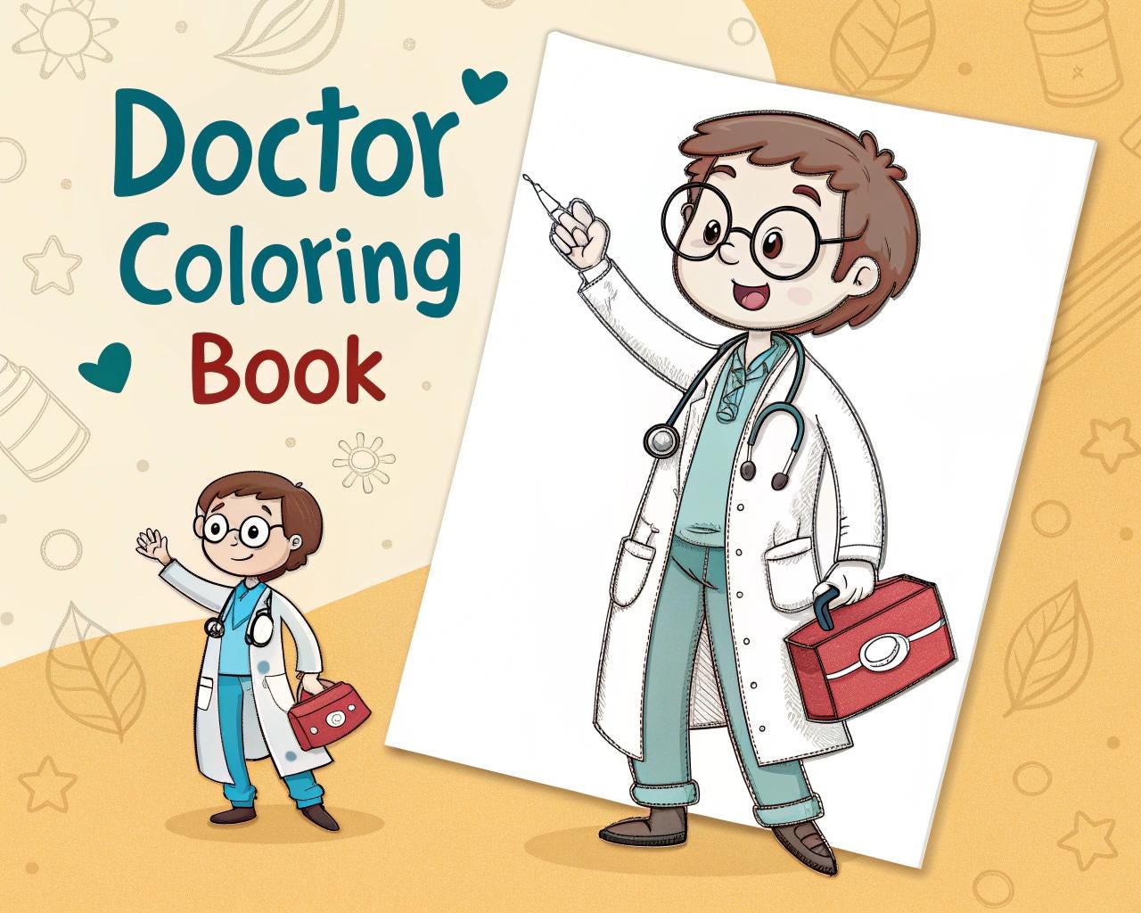 Doctor Coloring Book for Kids – 50 Printable A4 Pages – Medical and Healthcare Theme – Digital PDF Download