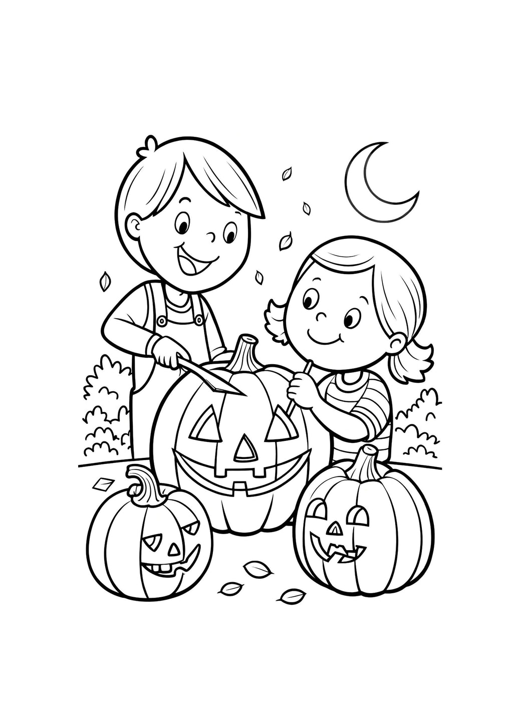 Halloween Coloring Book for Kids – 50 Printable A4 Pages – Spooky and Fun Halloween Illustrations – Digital PDF Download