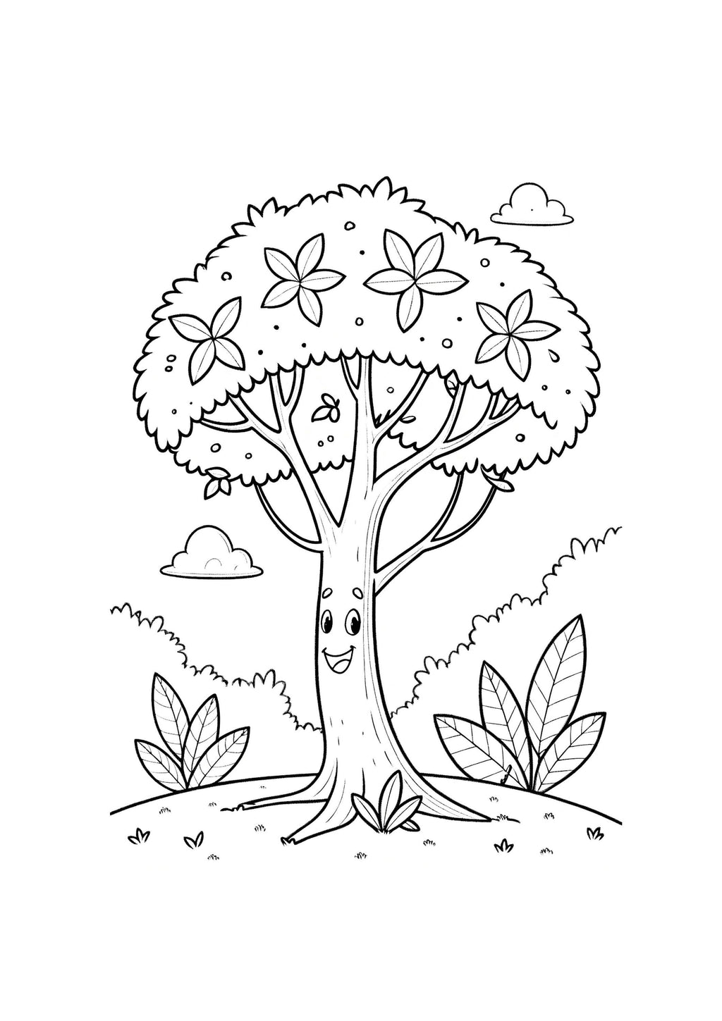 Trees Coloring Book for Kids – 50 Printable A4 Pages – Beautiful and Educational Tree Illustrations – Digital PDF Download
