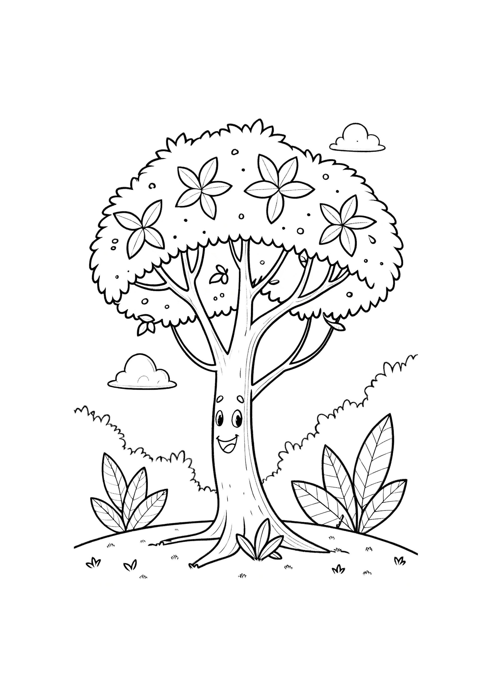 Trees Coloring Book for Kids – 50 Printable A4 Pages – Beautiful and Educational Tree Illustrations – Digital PDF Download